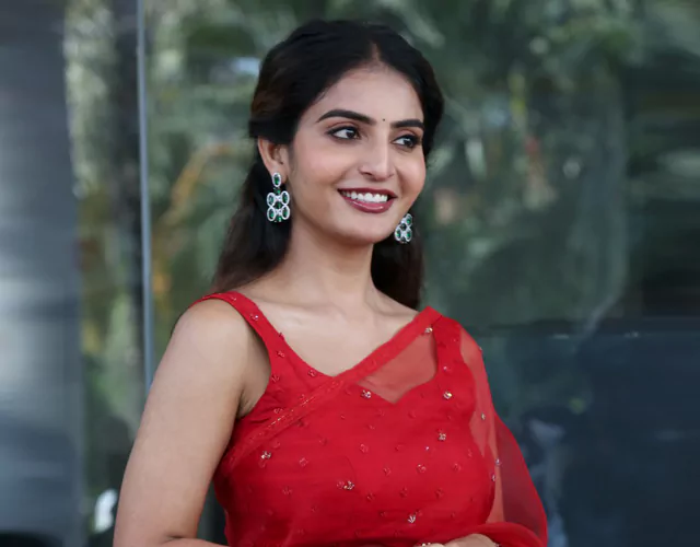 Ananya Nagalla Red Saree Stills